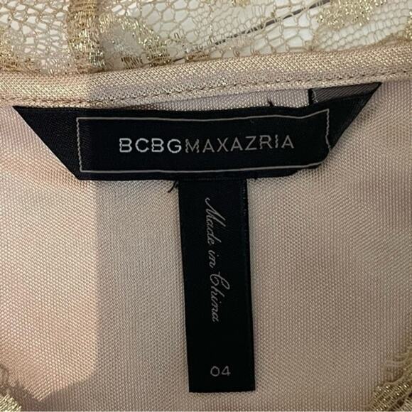 BCBGMaxAzria Sheer Gold Lace BodyCon Party Event Dress NWOT Size 4 - Picture 9 of 14